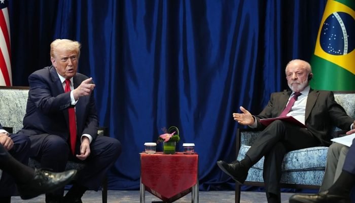 1 de 1 Foto colorida mostra os presidentes Trump (EUA) e Lula (Brasil) - Metrópoles - Foto: Andr...