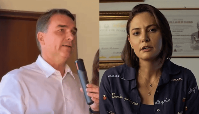Flávio e Michelle e Bolsonaro | Foto: Reprodução