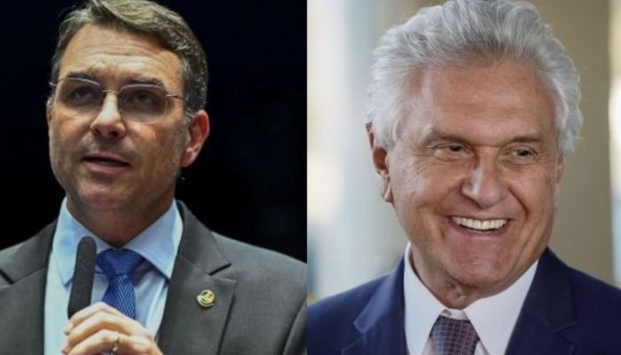 O senador Flávio Bolsonaro e o governador de Goiás, Ronaldo Caiado  • Reprodução