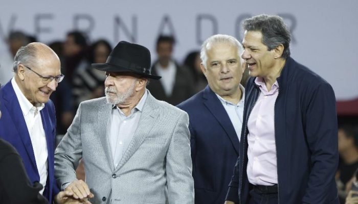 Convenção do PT em Campinas. Na foto, Geraldo Alckmin, Lula, Fernando Haddad e Marcio França I...