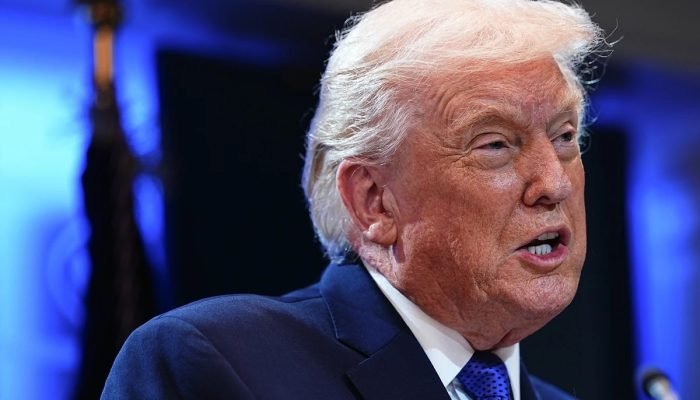 WASHINGTON, DC - FEBRUARY 20: U.S. President Donald Trump speaks during a press briefing held at ...